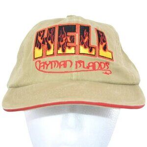Halloween HELL Burning Flames Khaki Beige Tan Red Vintage Cotton Ball Cap Hat